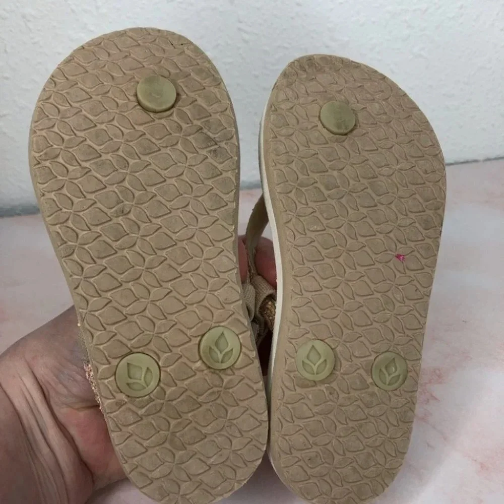 Reef‎ flip flops glitter peach tropical size 7-8 toddler